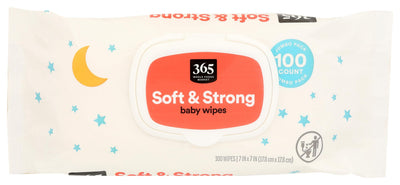 365 Soft & Strong baby wipes packaging with stars and moon design on a white background