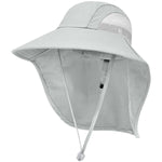 Kids Sun Hat UPF50+ Summer Beach Play Sun Protection Hats with Neck Flap for Ages 5~14 Girls Boys (Light Grey)