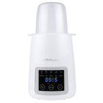 White baby bottle warmer with digital display on a white background