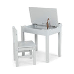 Melissa & Doug Wooden Lift-Top Desk & Chair - Gray , Grey