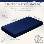 KKJIAF 1 Pcs Navy Blue Baby Crib, Fitted Crib Sheet Sheets for Boys Girls - 28x52x8 Inches Viscose Derived from Bamboo, Breathable & Soft