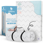 Babylicious Waterproof Pack and Play Mattress Pad - 38" x 26" | Roll Up Style - Breathable Soft Memory Foam - Portable Mattress Topper- Baby Foam Mattresses for Babies - Includes Easy Carry Buckle