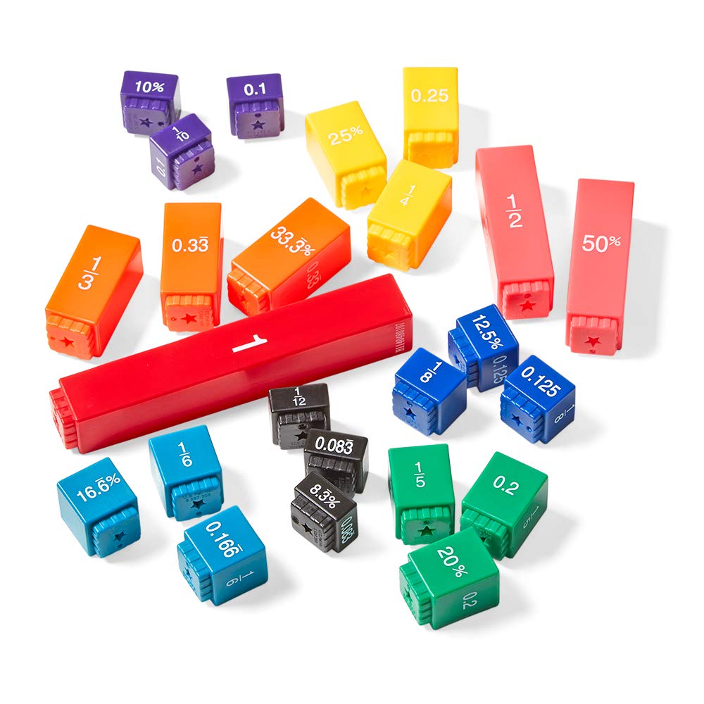 hand2mind Rainbow Fraction Tower Equivalency Cubes, Decimal Fraction ...