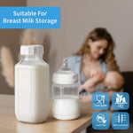 Syntic Glass Juice Bottles with Lids, 3 Pack Clear Glass Water Bottles w 2 Pour Spouts, 16 Oz Reusable Milk Jug w 100% Airtight Cap and Scale for Juicing Containers, Breast Milk Storage, Drinking Jar