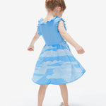 Disney Frozen Toddler Girl Dress Elsa Ruffle Sleeve Crinkled Casual Sundress Sleeveless Summer Outfit School Holiday Clothes Blue 2T