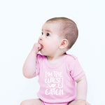CBTwear I'm the Cutest Catch Baby Bodysuit - Adorable Boy Girl Romper Clothing Funny Cute Infant Outfit (12 Months, Pink)