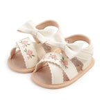 Ohwawadi Baby Girl Sandals Summer Bowknot Dress Flats Embroidered Shoes Tassels Beach Casual Sandal Infant Newborn Crib Shoes