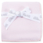 Little Me Knit Baby Blanket – 100% Soft Cotton, Snuggly and Breathable, Perfect as a Swaddle, Stroller Blanket or Nursery Decor for Boys and Girls, Pink Stripe, 30 x 40 Inches