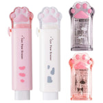 2 Pcs Cat Paw Cute Pencil Sharpener and 2 Pcs Retractable Eraser Push Pull Design Kawaii Cat Eraser,Pencil Sharpeners Manual for Kids Rubber Aesthetic Erasers Student Home School Supplies