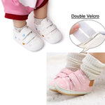 Clowora Baby Boys Girls Shoes Non-Slip Rubber Sole Sneakers Infant First Walking Toddler Crib Shoes Newborn Loafers Flats. (11/2 Pairs_Multi Color+Pink Heart,12-18 Months)