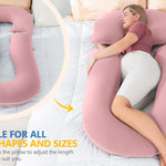 INSEN Pregnancy Pillows, Multi-use Maternity Pillows for Sleeping and Nursing, U Shaped Pillow for Adults (Cooling Tencel-Pink)