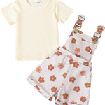 fhutpw Toddler Baby Girls Summer Outfits Daisy Ruffle Short Sleeve T-Shirts Tops Floral Shorts 2Pcs Clothes Set 6M-4T