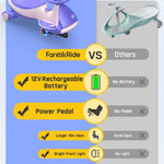 FanttikRide 12V N7 Pro Electric Wiggle Car with Pedal, Rechargeable Battery, CyberWiggle, 2 in 1 Swing Car, 2 Speed, Anti-Rollover, Flashing Wheels, Bluetooth, for Ages 3 and Up, 150 Lbs, Pink