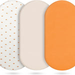 3-Pack Cotton Muslin Bassinet Sheets - Fitted Elastic Mattress Cover for Baby Boys & Girls, Breathable Bedside Bassinet Sheets Neutral Colors (Fits Oval & Rectangle Shape) (Green)