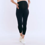 Motherhood Maternity Women's Maternity Essential Stretch Crop Length Secret Fit Belly Leggings, Black, Small