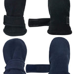 N'Ice Caps Baby Toddler Mittens Kids 2 Pairs Fleece Gloves Winter Warm Sherpa Lined Pack (Black/Navy Pack - Infant No Thumbs, 6-18 Months)
