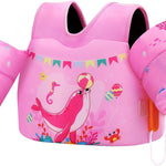 MoKo Toddler Swim Vest for Kids, Swim Arm Floaties 13-70lbs Cartoon Swimming Water Wings Pool Float Vests Sleeves Shoulder Straps Arm Band for Children Learn to Swim