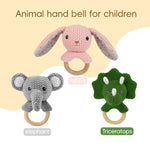 Baby Toys Stuffed Animals Handbell,Rabbit Rattle Toy Wooden Rattle Toys for Baby,Knit Bunny Stuffed Animal Cute Rattle with Teether Ring Newborn Birthday Gifts（Bunny）