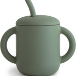 mushie 100% Silicone Training Cup & Straw for Toddlers | 6 Months+ (Whales)