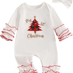 My First Christmas Baby Girl Outfit Santa Long Sleeve Romper Jumpsuit Onesie Christmas Newborn Girl Outfits Clothes
