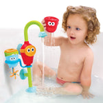 Yookidoo Toddler and Baby Bath Toy (Ages 1-3): Flow N Fill - 3 Stackable Play Cups - Battery Operated Interactive Hose Toy & Tumblers with Multiple Play Aspects - Make Bath Time Magical (No Mold)