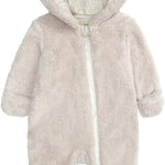 Newborn Baby Snowsuit Fleece Lined Onesie Outfits Warm Hooded Romper for Infant