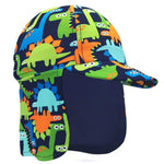 Kids Legionnaires Hat, UPF 50+ Sun Protection Swim Cap Flap Hat for Kids, Quick Drying Boys Sun Hat, Dinosaur, 4-6 Years