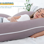 INSEN Pregnancy Pillows for Sleeping, Maternity Pillow with Cooling Cotton Cover, C Shaped for Pregnant Women (Purple Jersey)