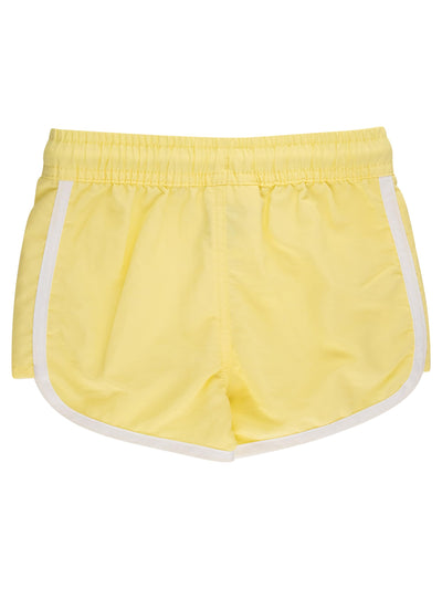 RuffleButts Girls UPF50+ Cover-Up Board Shorts - Banana, 2T