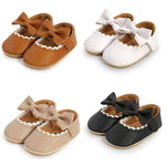 LAFEGEN Baby Girls Mary Jane Flats with Bownot Non Slip Soft Sole PU Leather Newborn Infant Toddler First Walker Cirb Dress Shoes, 0-6 Months Infant, 13 Brown