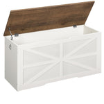 CHOEZON Storage Chest, 39.4" Toy Chest, Modern Storage Bench with Safety Hinge, Toy Box, Farmhouse Style, for Bedroom, Living Room, Walnut and White MCW10WL