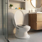 MilleLoom 2-in-1 Toddler Potty Training Toilet, Baby Potty Training Toilet with Real Feel Flush & Wipes Storage, Portable Non-Slip Children Toilets Chair with Paper Holder