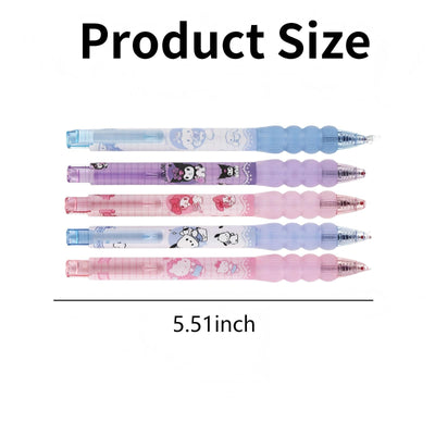 TiaJaMi 5 Pcs Cartoon Ballpoint Pens, Cute Gel Pens, Features a Spring-Loaded Nib Design With a Soft Silicone Protective Sleeve on the Grip Section.