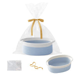 Gift Basket with Gift Bag and Ribbons,Small Rope Woven Shelf Storage,Baskets for Gifts Empty,Birthday,Shower,Decorative Organizer Box for Cat Dog Pet with Handles(White)