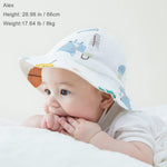 pureborn Newborn Unisex Baby Sun Hat Wide Brims Bucket Hat Sun Protection with Straps Colorful Fox 0-3 Months