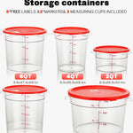 6QT NSF Food Storage Containers: 8 PCS [Food Grade][Hot&Cold Resistant] Commercial Clear Round Food Storage Containers with Scales Handles for Home Restaurant Kitchen Proof Dough(BPA FREE N)