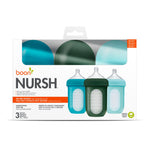 Boon Nursh Bottles - Silicone Baby Bottles Help Ease Colic Symptoms - Formula and Breast Milk Only Touch Food-Grade Silicone - Medium Flow - 8 Oz - Blue