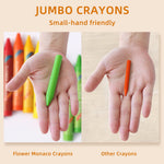 Lebze Jumbo Crayons for Toddlers, 16 Colors Non Toxic Crayons, Easy to Hold Large Crayon for Kids, Safe for Babies and Children Flower Monaco