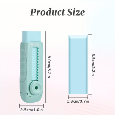 M&G 4Pcs Sliding Retractable Pencil Erasers, Cute Pastel Colored Soft Rubber Stick Mechanical Eraser, Push-Pull Large White Erasers for Art Drawing School Stationery Supplies