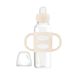 Dr. Brown's Milestones Narrow Sippy Spout Bottle with 100% Silicone Handles, Easy-Grip Handles with Soft Sippy Spout, 8oz/250mL, Black & Ecru, 2 Count (Pack of 1), 6m+