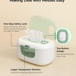 Momcozy New Baby Wipe Warmer, Large Capacity Wipe Dispenser Compatible with 60-80pcs,10-Min Fast Heating,4 Temperature Modes,Innovative Spring Design,Silicone&Top Seals,Even Heating,3-Level Nightlight