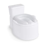 White toilet with a separate tank on a white background