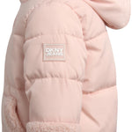 DKNY Baby Girls Puffer Coat - Soft Polar Fleece Lined Quilted Puffer Jacket for Girls - Cozy Winter Coat for Infant & Toddler, Size 12 Months, Blush Pink