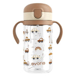 Evorie Tritan Spill Proof Toddler Straw Sippy Cup, 10 oz for Baby and Toddlers 1-3 Years Old, No Spill Straw Water Bottle with Removable Handles, Ideal for School, BPA-Free, Giraffe (New)