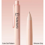 MOZXIRZ 4 Pcs Cute Cat Pens Silent Retractable Pens Kawaii Pink Kitty Gel Pen Triangle Pen Body 0.5mm Fine Point Smooth Writing Pen for Women Office School Supplies (Cat)