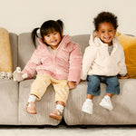 Amazon Essentials x Sofia Grainge Baby Girls' Velour Puffer Jacket, Rose, 12 Months