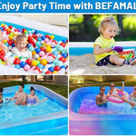 Large Solar Inflatable Pool with Lights, 130"x72"x22" Blow-Up Kiddie Pool with Air PUM, 7 Color Changed Family Swimming Pool for Backyard, Outdoor