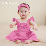 DREAM BUS Newborn One-piece Romper Dress Infant Ruffle Sleeveless Bodysuit with Headband Baby Clothes Baby Girl Jumpsuits