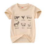 Toddler Baby Boys Girls Farm Shirt Cute Animals Graphic Short Sleeve T-Shirt Kids Funny Letter Print Summer Tee Tops(Apricot-1,4-5T(120))