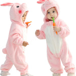 Unisex Baby Flannel Romper Animal Onesie Costume Hooded Cartoon Outfit